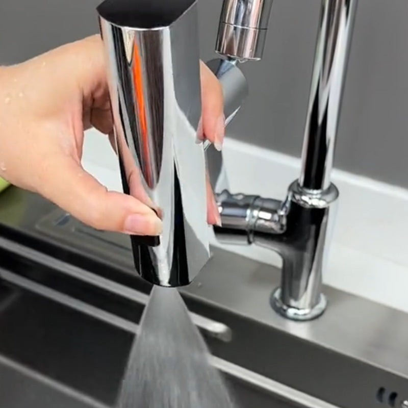 Swivel Magic: Splash-Proof Waterfall Kitchen Faucet with Universal Bubbler Extension